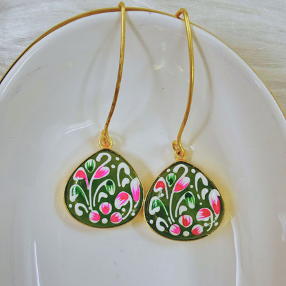 Gold Plated Hand-Painted Earrings