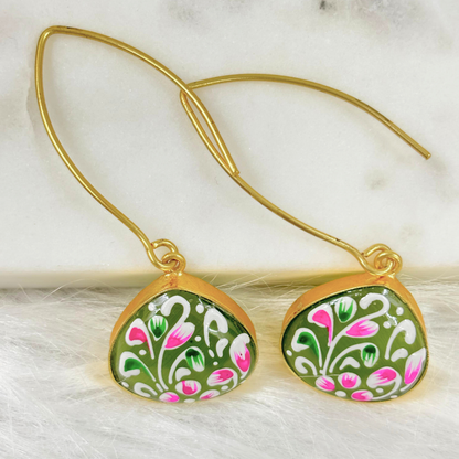 Gold Plated Hand-Painted Earrings