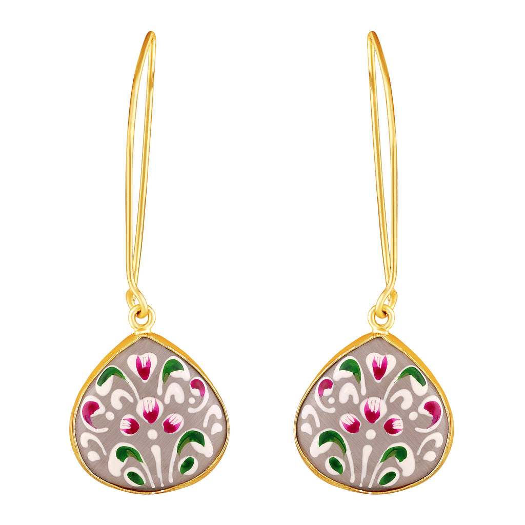 Gold Plated Hand-Painted Earrings