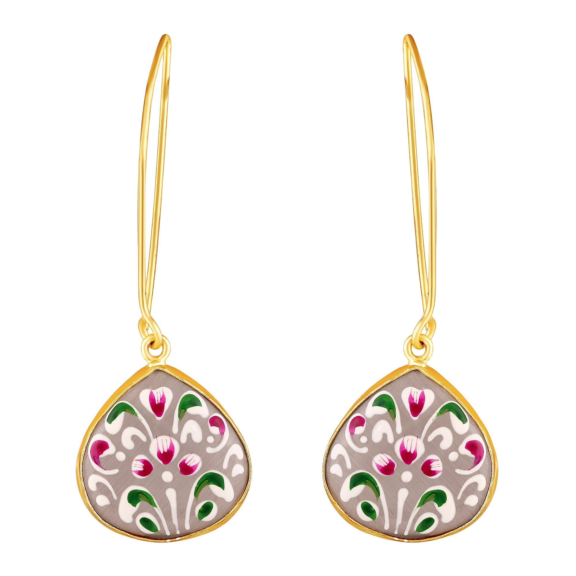 Gold Plated Hand-Painted Earrings