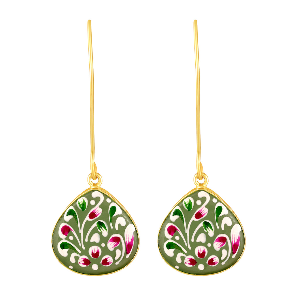 Gold Plated Hand-Painted Earrings