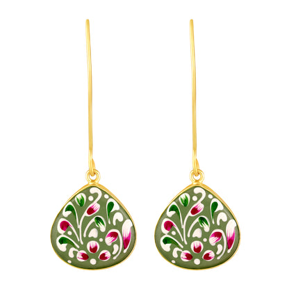 Gold Plated Hand-Painted Earrings
