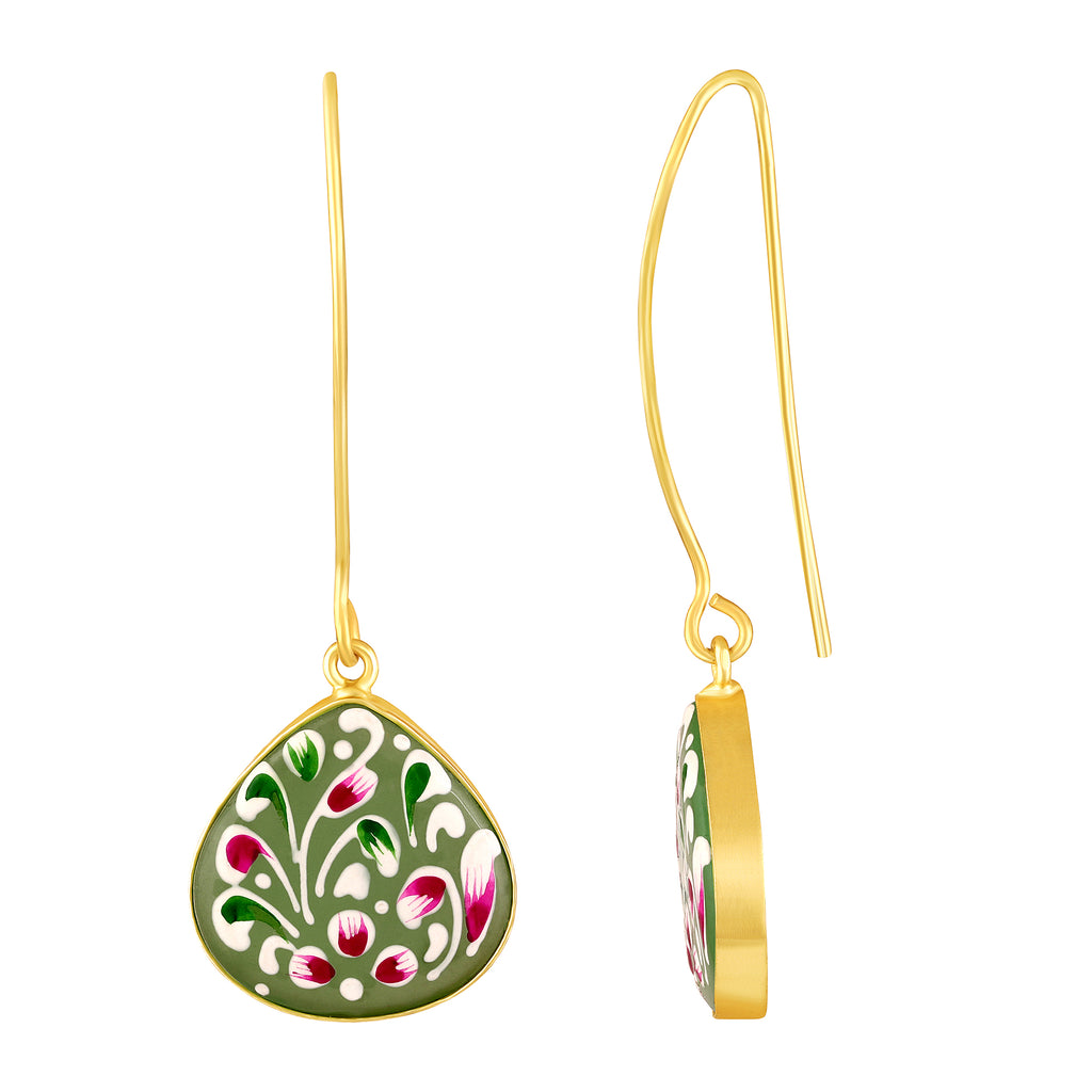Gold Plated Hand-Painted Earrings