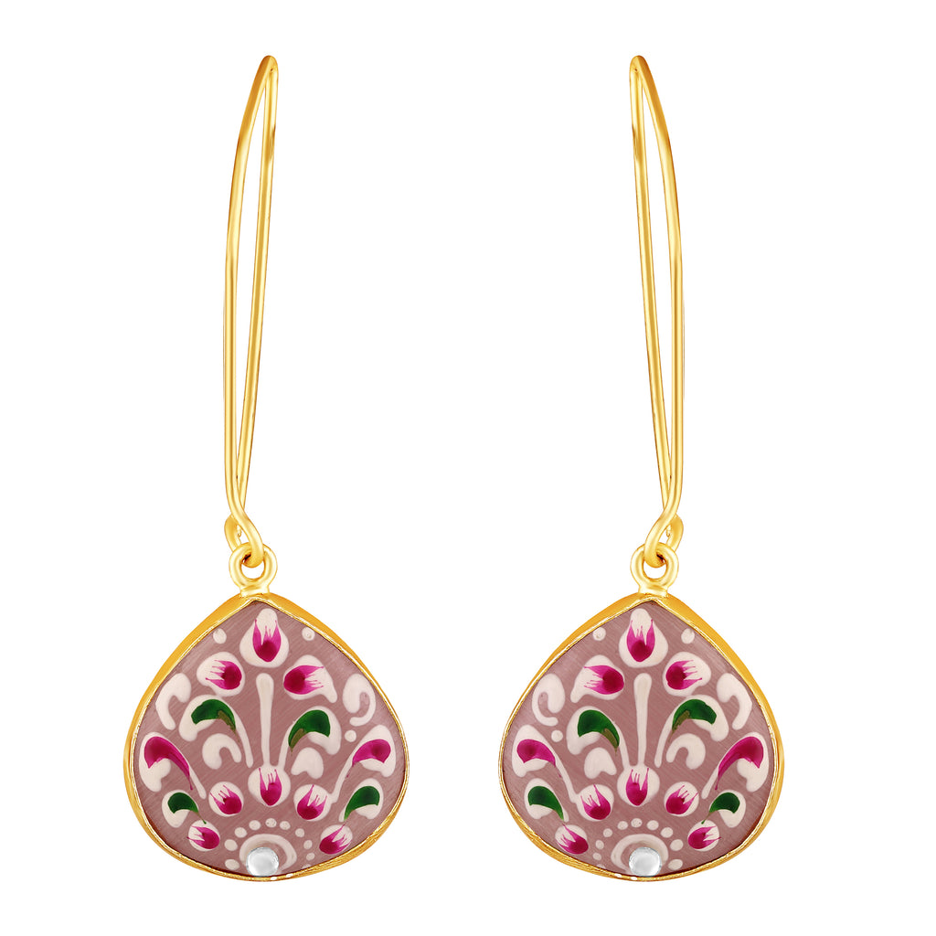 Gold Plated Hand-Painted Earrings