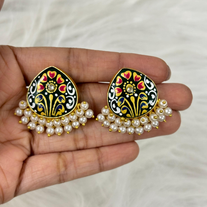 Gold Plated Hand-Painted Earrings
