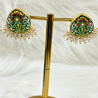 Gold Plated Hand-Painted Earrings