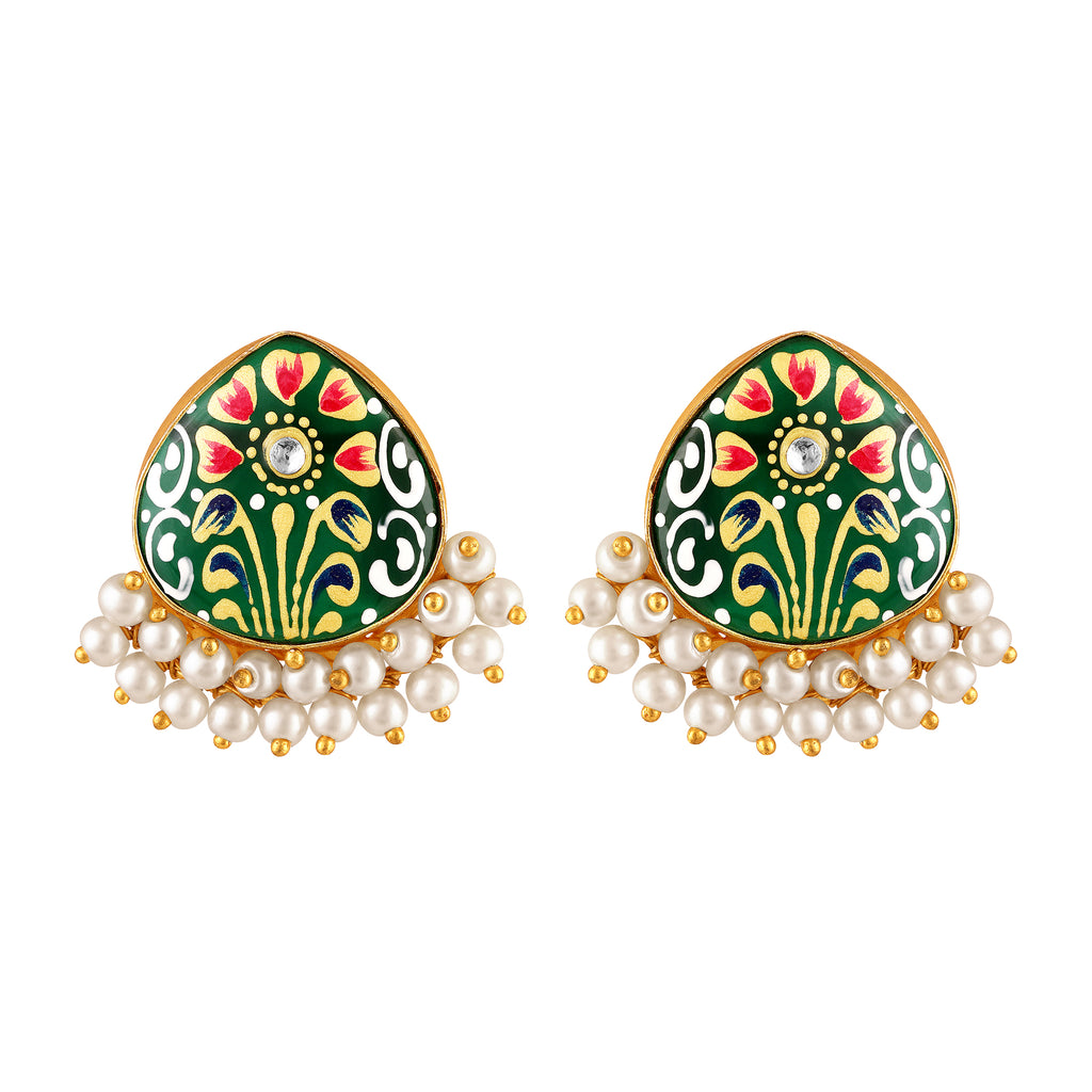 Gold Plated Hand-Painted Earrings