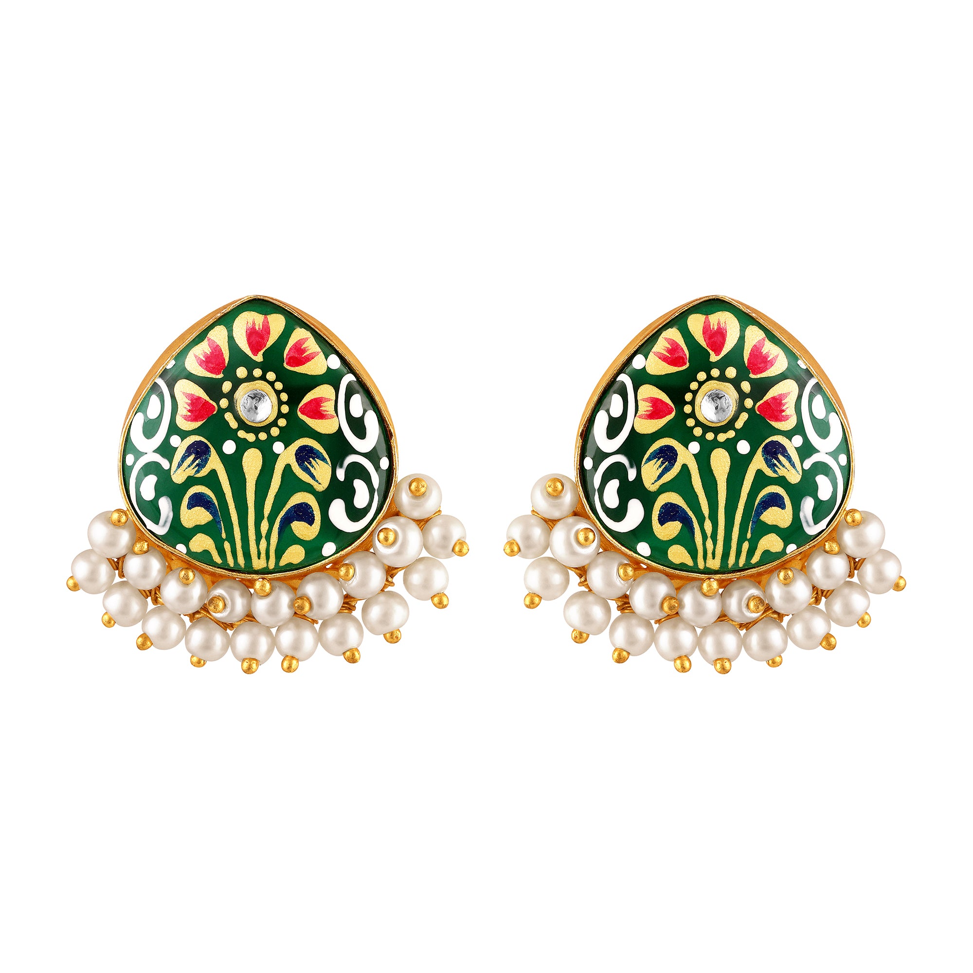 Gold Plated Hand-Painted Earrings