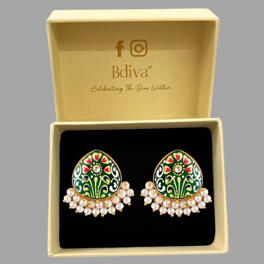 Gold Plated Hand-Painted Earrings