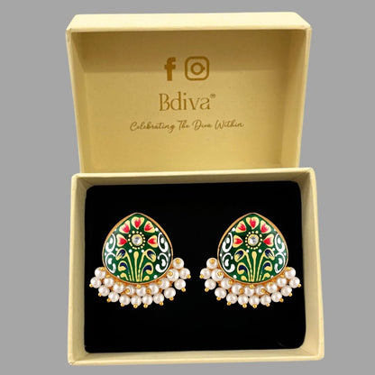 Gold Plated Hand-Painted Earrings