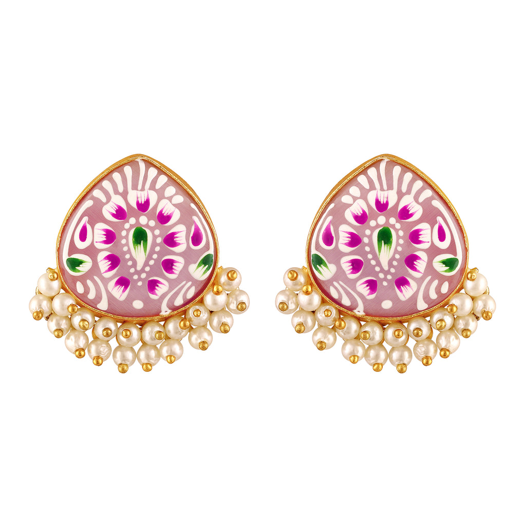 Gold Plated Hand-Painted Earrings