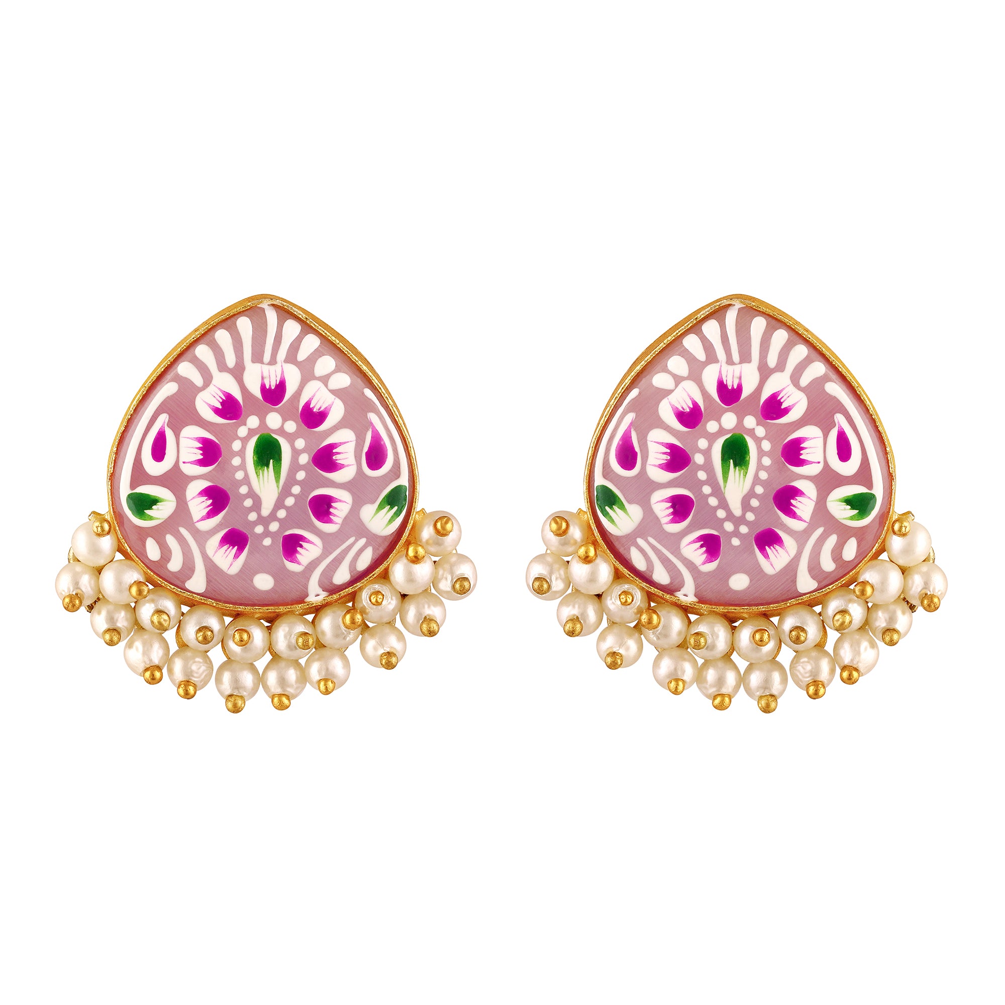 Gold Plated Hand-Painted Earrings