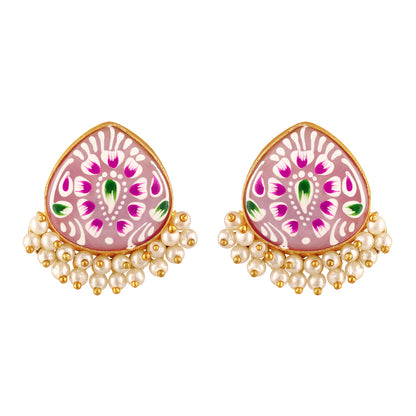 Gold Plated Hand-Painted Earrings