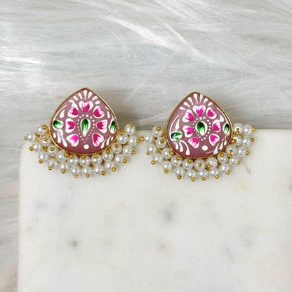 Gold Plated Hand-Painted Earrings
