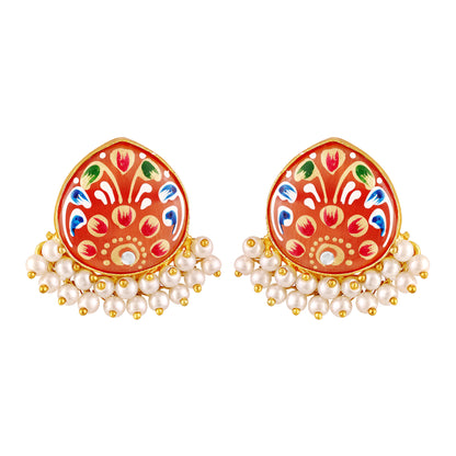 Gold Plated Hand-Painted Earrings