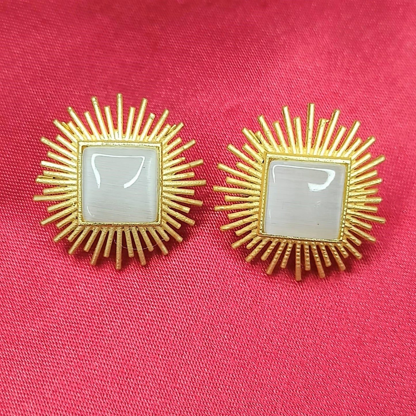 Bdiva 18K Gold Plated White Coral Stud Earrings.
