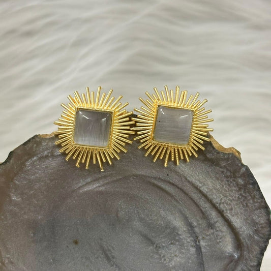 Bdiva 18K Gold Plated White Coral Stud Earrings.