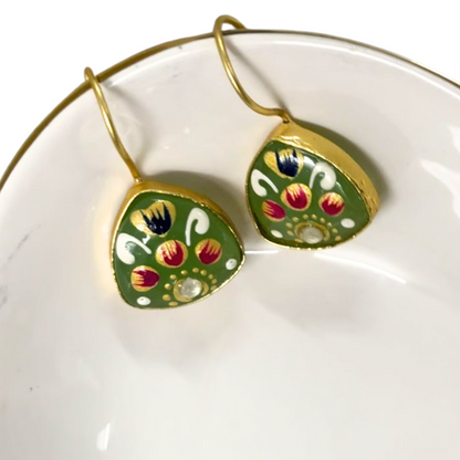 Gold Plated Hand-Painted Earrings