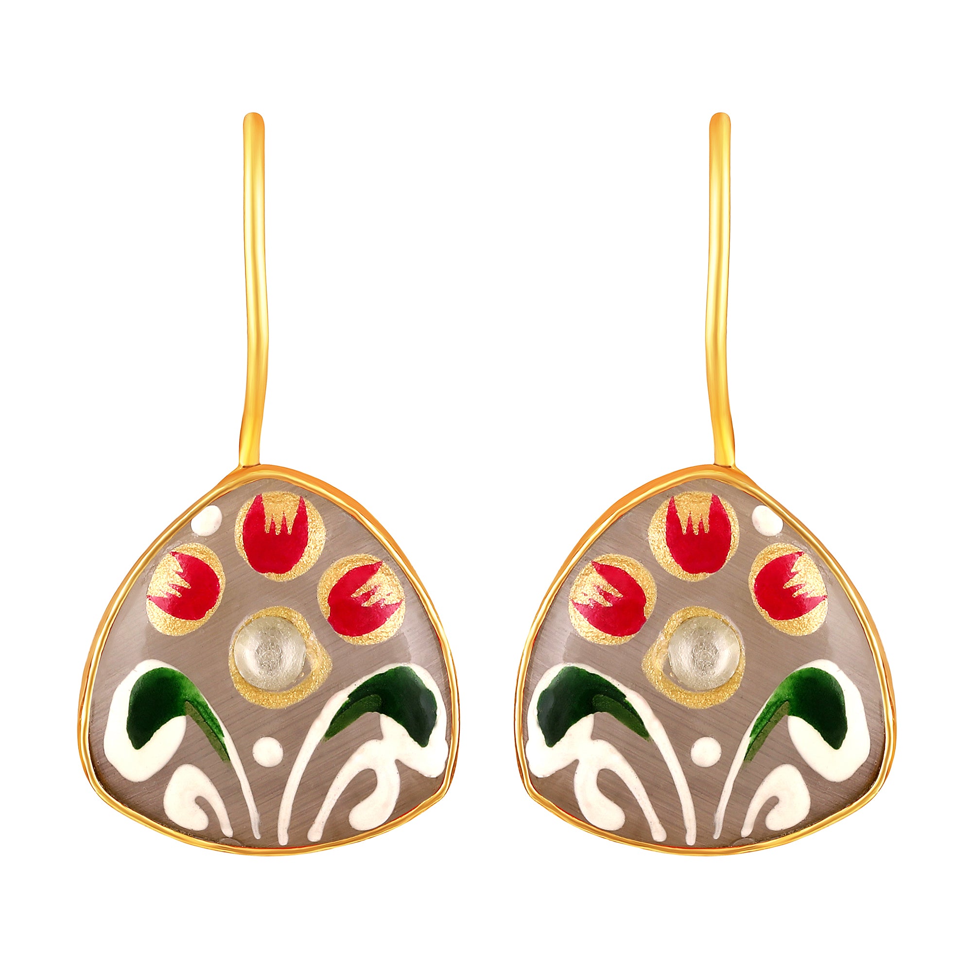 Gold Plated Hand-Painted Earrings