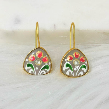 Gold Plated Hand-Painted Earrings