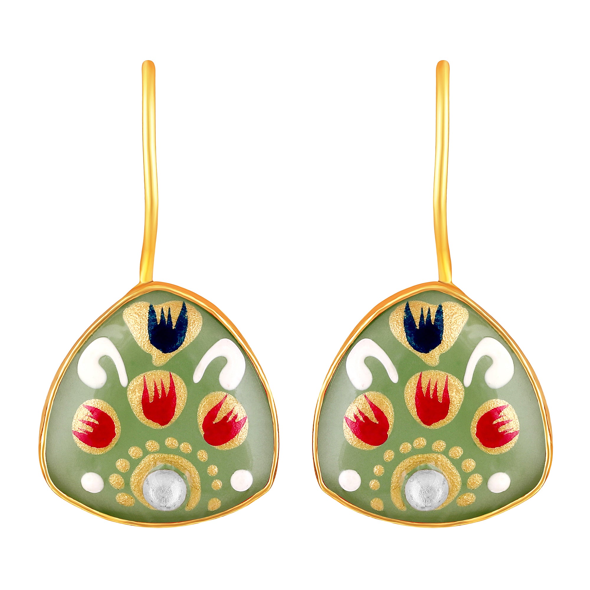 Gold Plated Hand-Painted Earrings