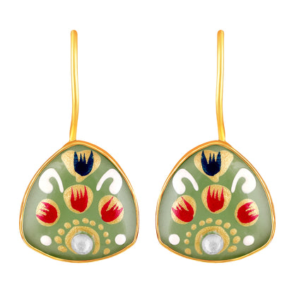 Gold Plated Hand-Painted Earrings