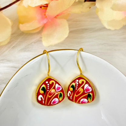 Gold Plated Hand-Painted Earrings