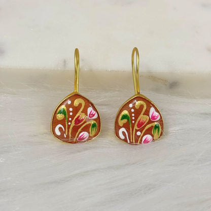 Gold Plated Hand-Painted Earrings