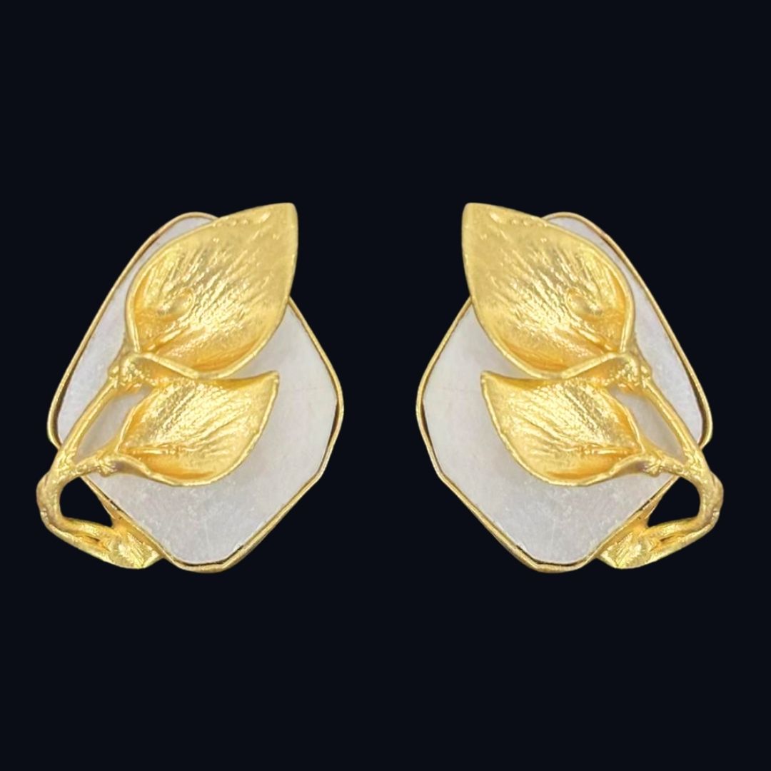 Gold Plated Mother of Pearl Earrings