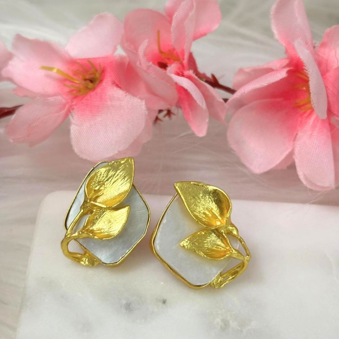 Gold Plated Mother of Pearl Earrings