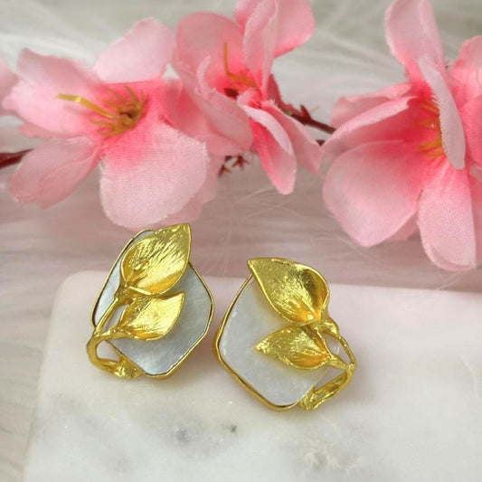 Gold Plated Mother of Pearl Earrings