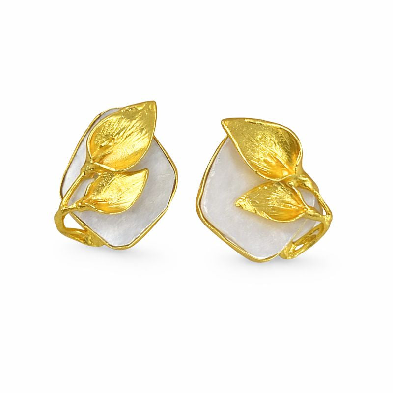 Gold Plated Mother of Pearl Earrings