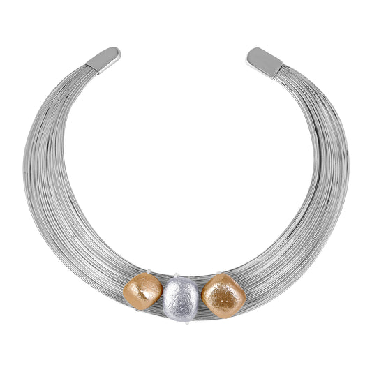 BDiva Oxidised Shell Pearl Stone Choker