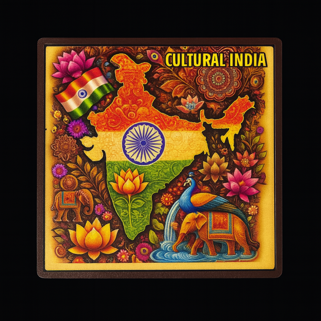 Vibrant India: Cultural Heritage Souvenir Wooden Fridge Magnet