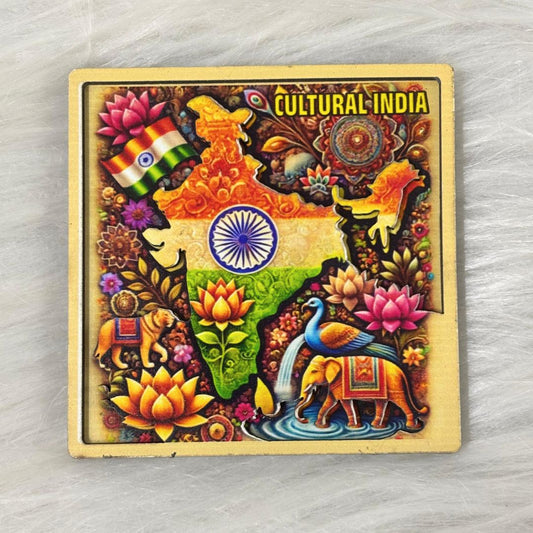 Vibrant India: Cultural Heritage Souvenir Wooden Fridge Magnet