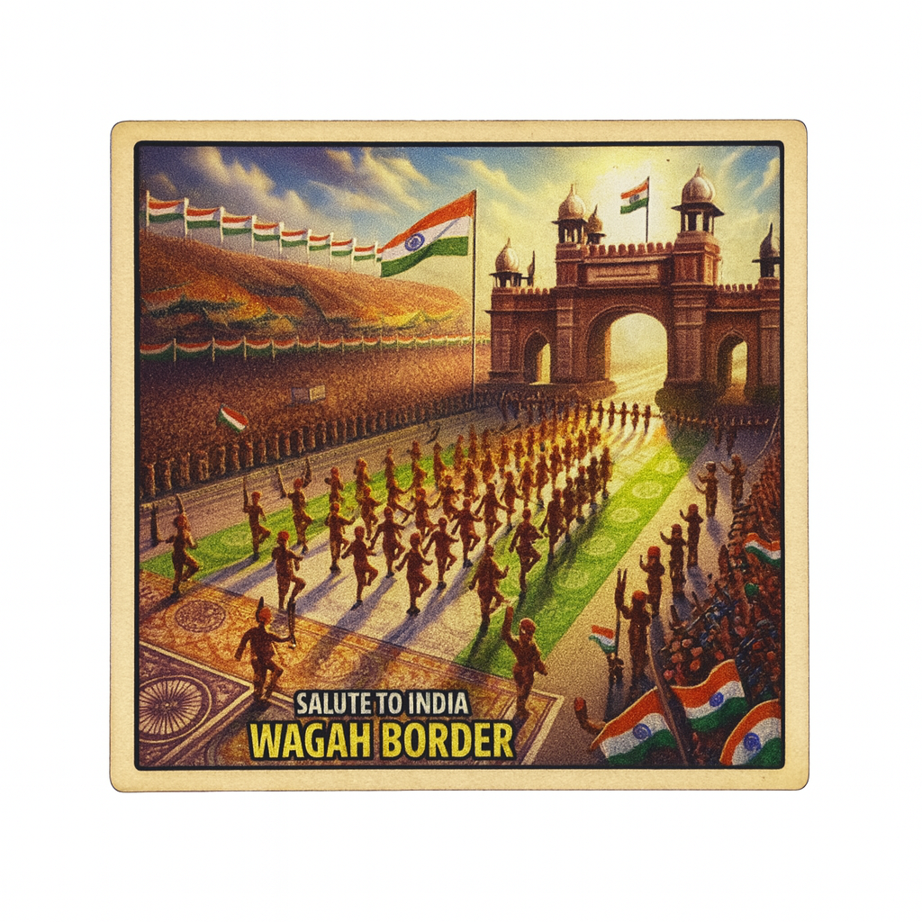 The Grand Salute – Wagah Border Patriotic Souvenir Wooden Fridge Magnet