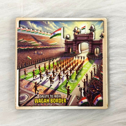 The Grand Salute – Wagah Border Patriotic Souvenir Wooden Fridge Magnet