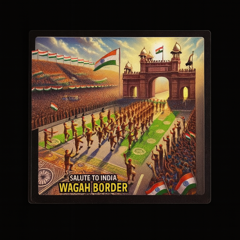 The Grand Salute – Wagah Border Patriotic Souvenir Wooden Fridge Magnet