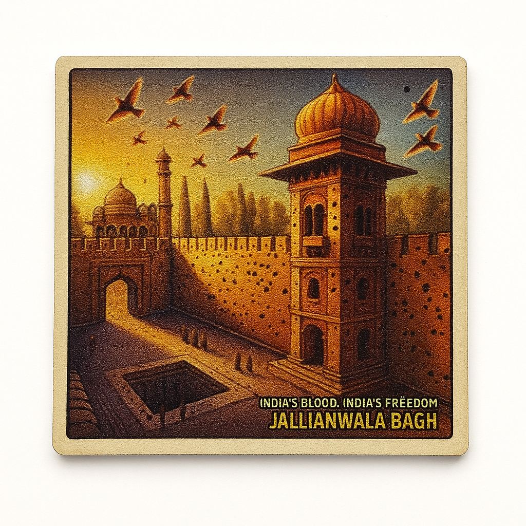 Jallianwala Bagh: A Tribute to India's Martyrs – Wooden Souvenir Magnet