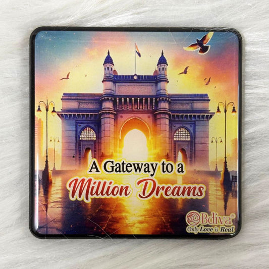 Gateway of India: A Million Dreams Begin Here - Souvenir Wooden Fridge Magnet