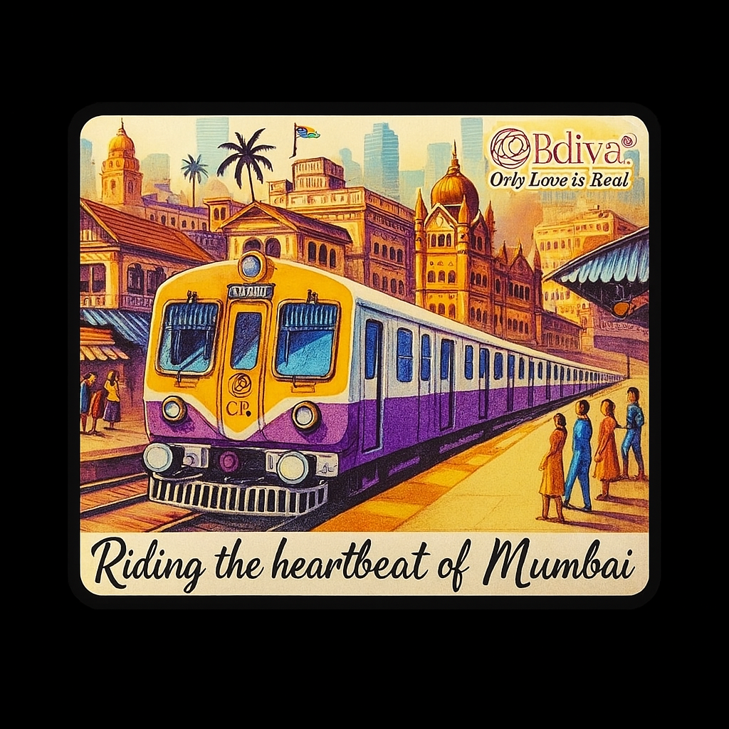 The Beating Heart of Mumbai: The Iconic Local Train – Souvenir Wooden Fridge Magnet