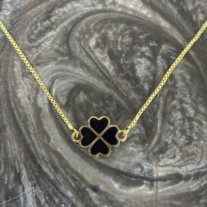 Black Enamel Clover Leaf Bracelet