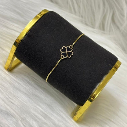 Black Enamel Clover Leaf Bracelet