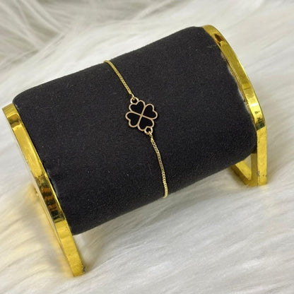Black Enamel Clover Leaf Bracelet