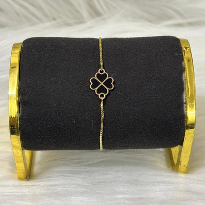 Black Enamel Clover Leaf Bracelet