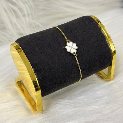 White Enamel Clover Leaf Bracelet