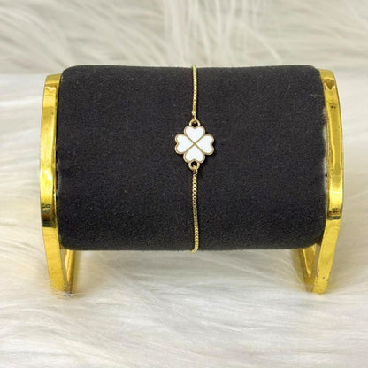 White Enamel Clover Leaf Bracelet