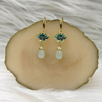 Mint Bloom Pearl Earrings