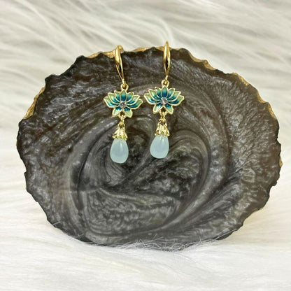 Mint Bloom Pearl Earrings