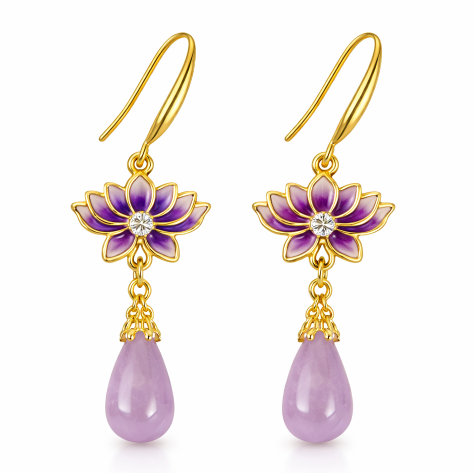 Amethyst Bloom Pearl Earrings